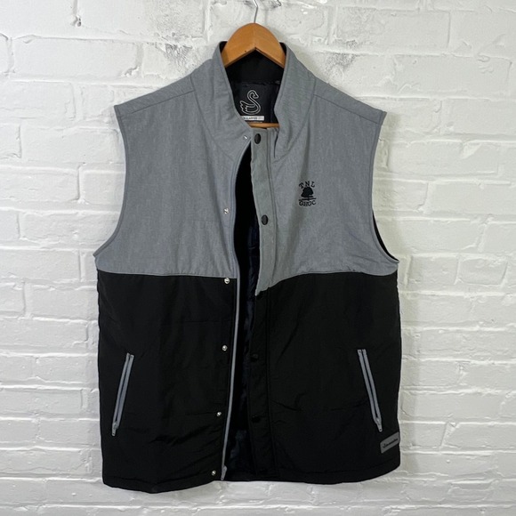 Swannies Women's Front Button Vest Jacket Sleeveless Black Gray Size XL - Picture 1 of 5
